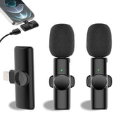 Bluetooth-Mini-Mikrofon, kabelloses Lavalier-Mikrofon mit Rauschunterdrückung für iPhone/iPad, mit 8-poligem Empfänger, Einzelmikrofon, Doppelmikrofone
